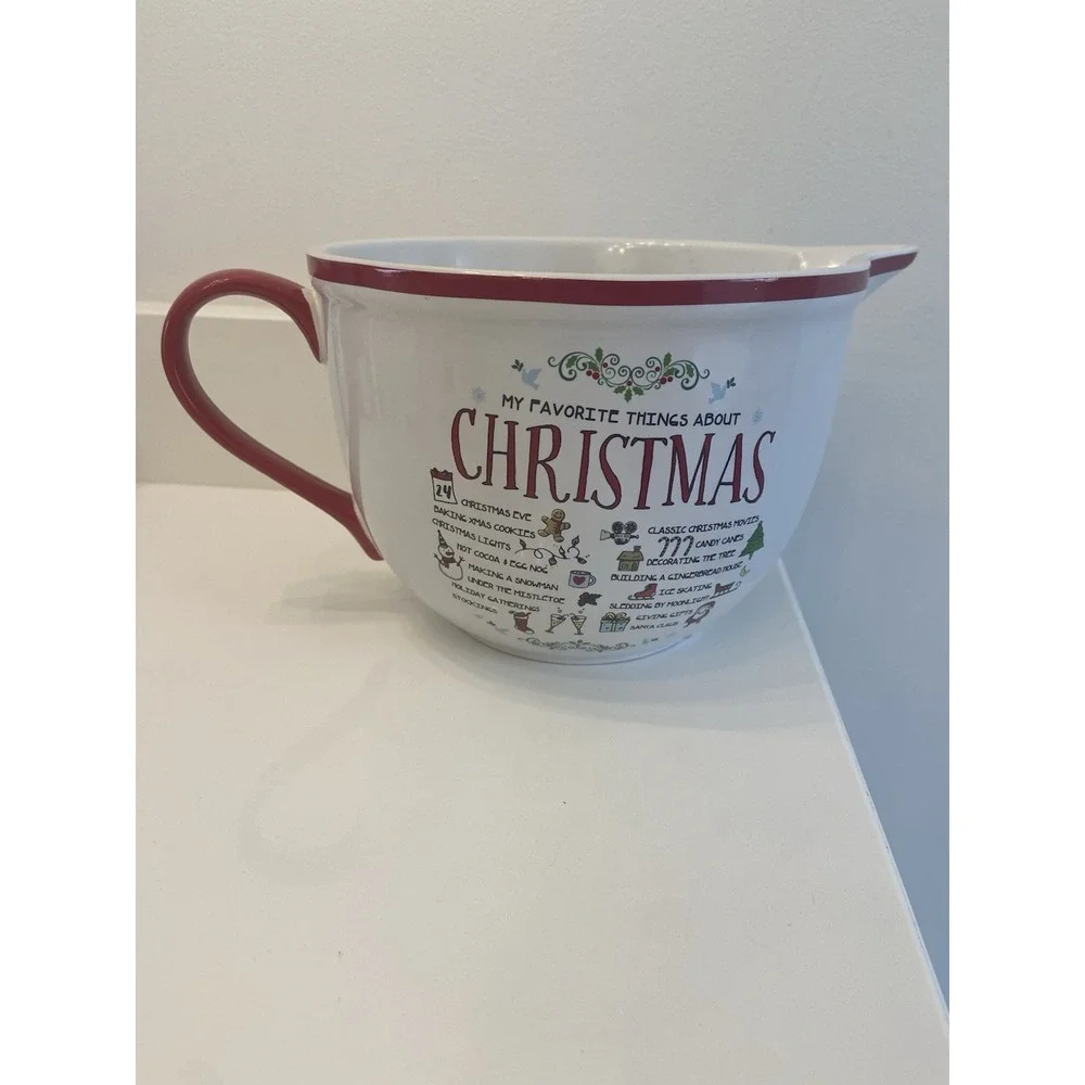 Home Essentials Stoneware Mixing bowl‎ Handle Spout Things Love About Christmas